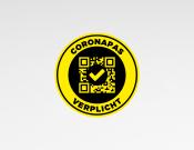 Coronapas verplicht sticker rond - Formaat (bxh): 30 cm rond, Toepassing: Antislip laminaat voor op de vloer, Variant: Caution
