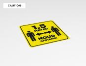 Houd 1.5 meter afstand sticker 40x40cm - Variant: Caution